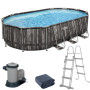 Basen stelażowy (610х366х122 cm) z filtrem wkładowym, drabinką i pokrywą  Bestway Wood Style 5611R
