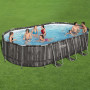 Basen stelażowy (610х366х122 cm) z filtrem wkładowym, drabinką i pokrywą  Bestway Wood Style 5611R